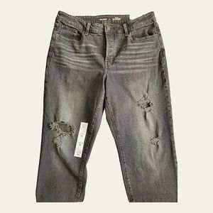 Old Navy High-Waisted O.G. Straight Ripped Black Ankle Jeans Size 14